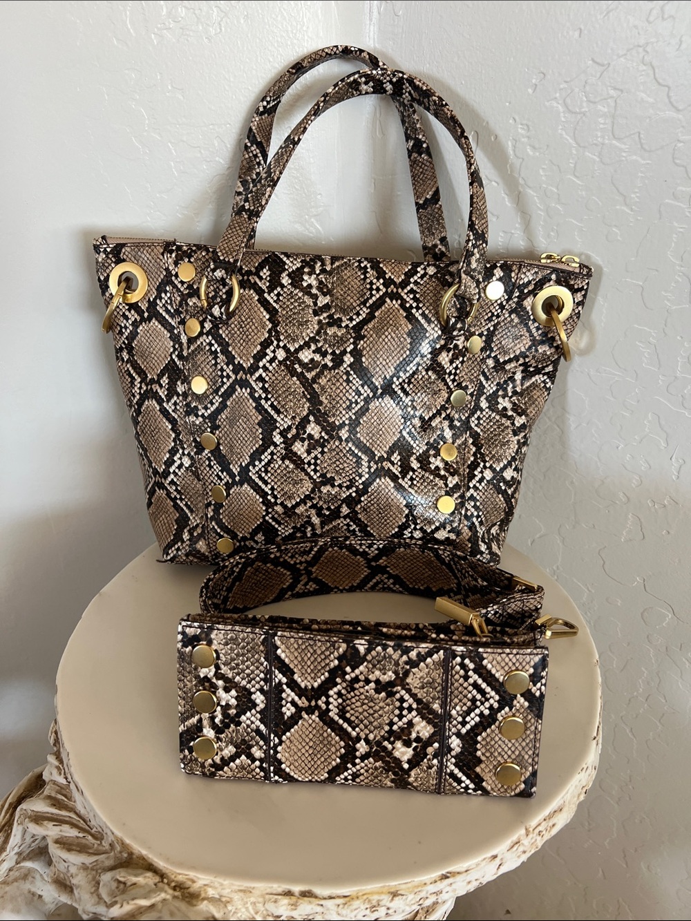 Hammitt Med Daniel Snake-Print Tote Bag with Matching Hammitt  Wallet - Brown
